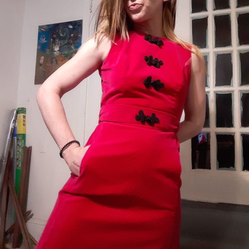 1960's brocaded velvet Midge Grand wiggle dress - Picture 5 of 13